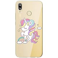 Mixroom - Cover Custodia Case In TPU Silicone Morbida Sfondo Trasparente Per HUAWEI HONOR 8A Fantasia Iniziali Lettera D con fiori