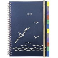 Kalender 2026 A5 Deutsch, Terminplaner/Wochenplaner Ringbuch mit Tabs, Passwort, Kontakt, Notizen, Innentasche, Spiralbindung Buchkalender 1 Woche 2 Seiten, Planer von Jan.26 bis Dez.26