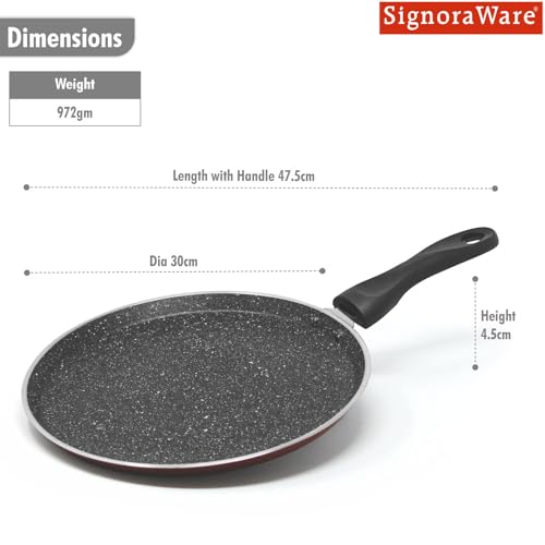 Image of Signoraware Perfecto 6 Coating Non Stick Dosa Tawa | Gas & Induction Compatible | Prevent Sticking & Burning | Ideal for Making Roti, Dosa, Paratha, Pancake & Toasting Sandwiches (30cm | Steel)