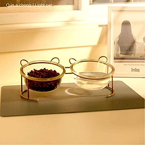 NC Kat glas dubbele kom Djungaarse hamster Crystal kat kom beschermende cervicale wervelkolom kat voedsel pot kat kom… - Image 4