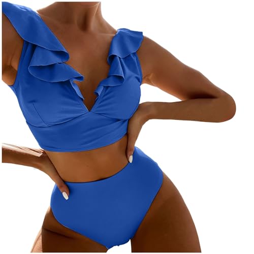 Bañador multicolor fruncido con cuello en V y cintura alta para mujer negro XL