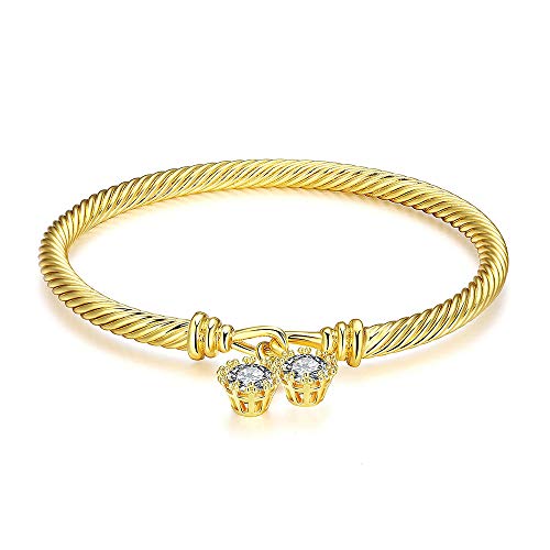 Hopeu5 Mujer Romántico Cubic Zircon Noble Moda Chapado en Oro Pulseras Brazaletes Mejor Regalo de joyería para Novia Esposa Mamá Hija Hermana (Sty1 Diamond)