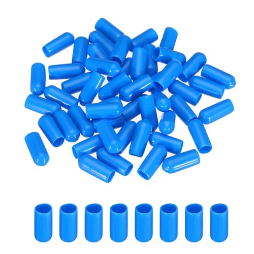 Image of MECCANIXITY 50pcs 6mm(1 /4 inch) Rubber End Caps Cover PVC Vinyl Screw Thread Protector Round Wire Shelf Caps for Screw Bolt Pipe Fence Post, Light Blue