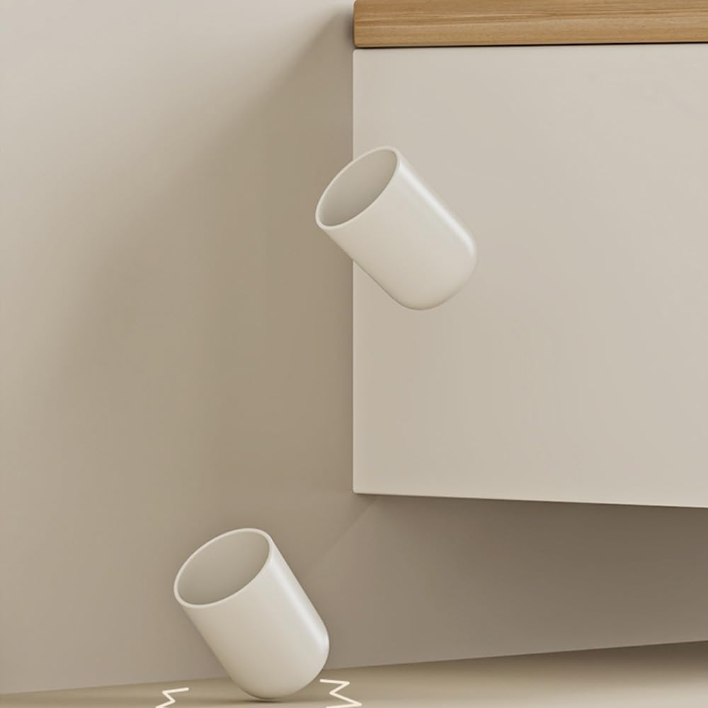 Round-Bottomed, Non-Slip Toothbrush Cup, Minimalist Bathroom Cup, Thickened Reusable Toothbrush Holder (White&White) image 4
