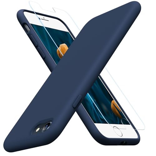 Image of Miracase Ultra Slim Designed for iPhone SE Case 2022(3rd Gen) /iPhone SE 2020 Case(2nd Gen) /iPhone 7 Case /iPhone 8 Case with Screen Protector, Multi-Color Silicone Shockproof Phone Case(Dark Blue)