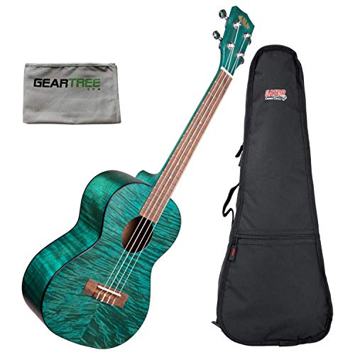 Kala KA-TEMB Tenor Exotic Mahogany Blue Ukulele w/Gig Bag and Geartree Cloth