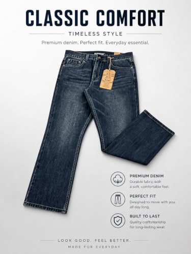 Image of Flypaper Men's Fashion Bootcut Blue Jeans Regular Fit Mens Work Pants