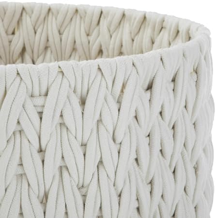 Extra Large Decorative Rope Basket, White Woven Organizer, Woven Decorative Organizer for Blankets, Towels, and Home Essentials