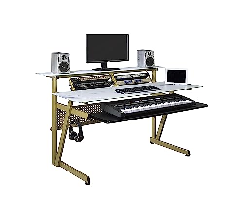 Musiea IM200 Series Tempered Glass Music Studio Workstation with 2 x 4U Rack (Gray)