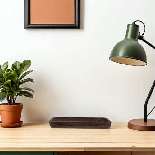 Bandeja decorativa de madera marrón rectangular rustica para mesa 7