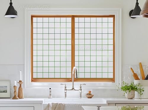 Image of WALLMATE Self Adhesive Window Film Frosted 3D Glass Door Window Frosted Film for Home /Office /Bathroom & Living Room Multicolor Frosted Film (16 x 175 Inch, Square)