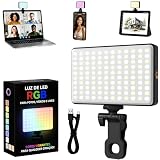 Iluminação Selfie com Clipe Ajustável para Vídeos - Luz Para Gravar Vídeo RGB Profissional para Fotos, TikTok, vídeos e Lives, Ring Light Portátil e Recarregável