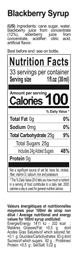 Image of 1883 Blackberry Syrup for Drinks, Made in France, 1 Liter Glass Bottle