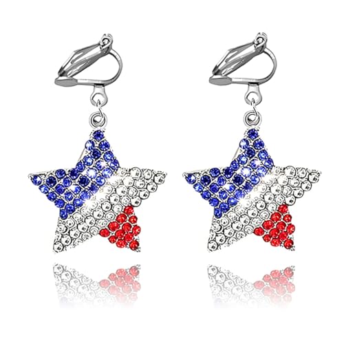 Aretes Clip-on con Bandera Americana para Mujer