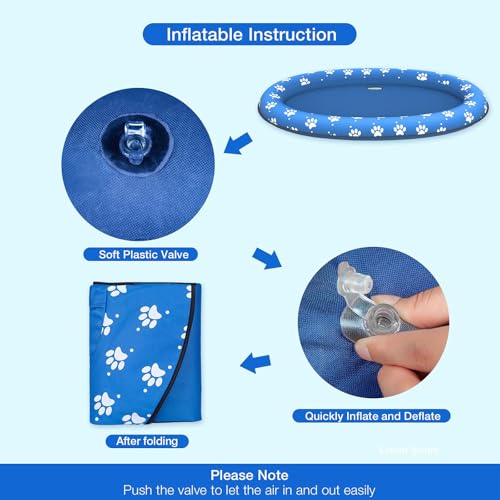 Hunde-Pool-Schwimmer, umweltfreundlich, PVC, für 3 Hunde, 139,7 x 96 cm, großes Pool-Floß, faltbar und tragbar, für Poolspaß