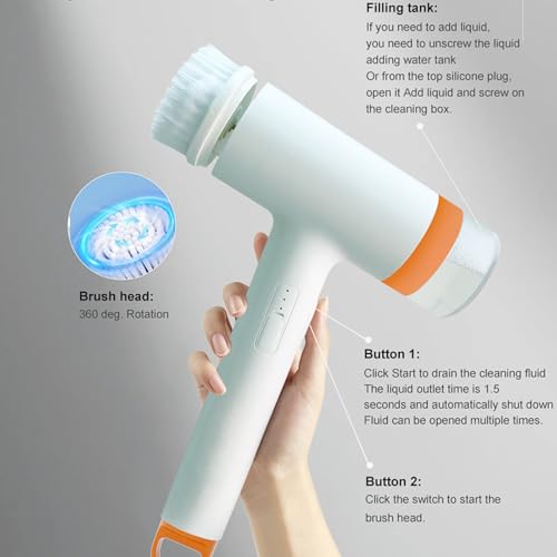 Brosses de nettoyage électriques rechargeables à 5 têtes rotatives - 6
