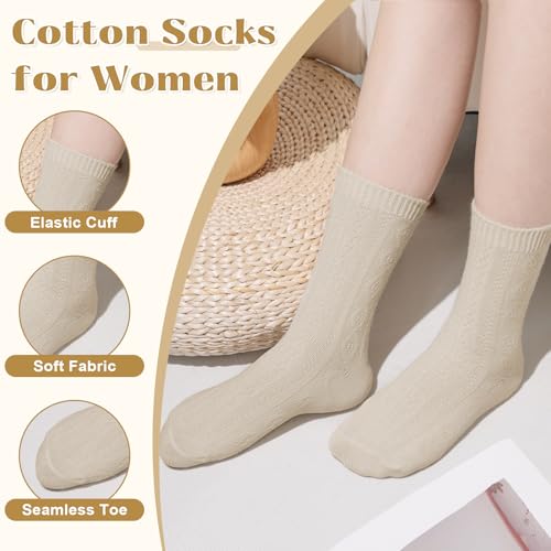 Justay Crew Socks for Women - Soft Knit Boot Calf Comfortable Cute Dress Cotton Socks Gifts2