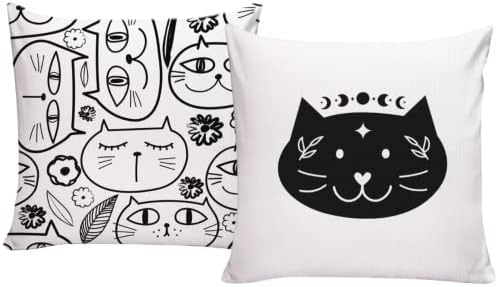 Kit 2 Almofadas Decorativas Para Sofá Cheias 30x30 Gatinhos Cor:Branco