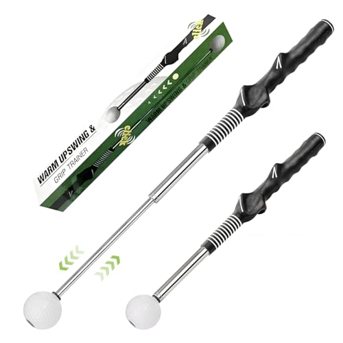Retractable Golf Swing Training Aid, Portable Golf Grip Trainer & Golf Swing Trainer, Right-Handed Click Stick Golf Trainer for Warm up and Practice Chipping Hitting, Indoor & Outdoor Use