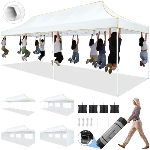 Image of Hoteel 10x30 Heavy Duty Pop Up Canopy Tent with 5 Sidewalls,White