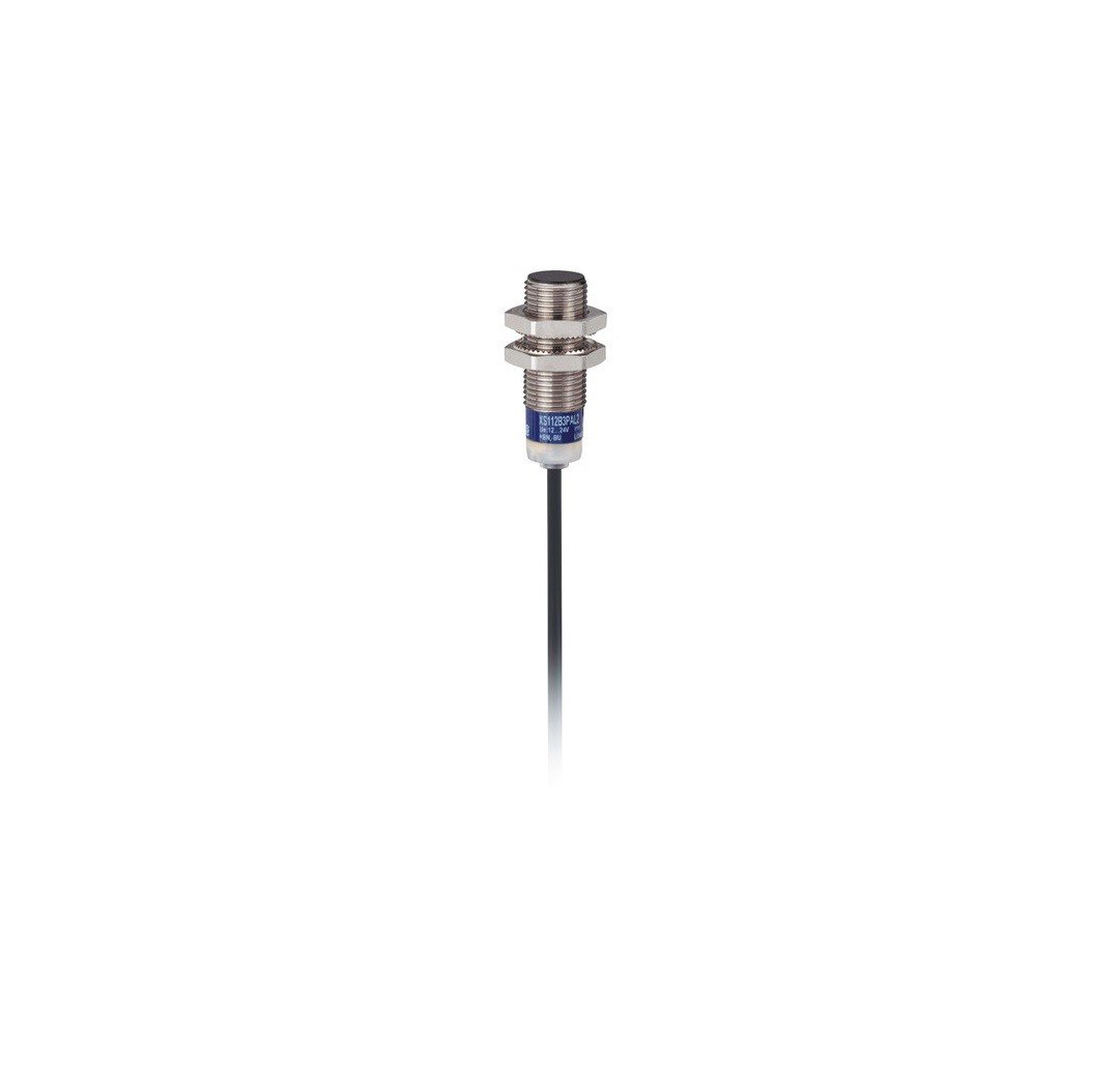 Schneider Electric XS612B1PAL2 Métal Détecteur Inductif XS6, Cylindrique M12, 4 mm Portée Nominale, 1 F, 2 m Câble, PNP, 53 mm Longueur