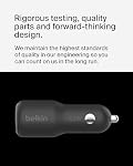 Belkin BoostCharge Dual Car Charger 42W w/Fast Charge USB-C 30W PPS & 12W USB-A Ports for Apple iPhone 16, 16 Pro, 16 Pro Max, iPhone 15 Series, iPhone 14 Series, Samsung Galaxy S24, & More - Black