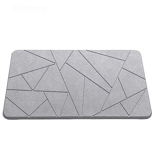 Ofrdncy Bath Stone Mats 15.35x23.62inch Diatomaceous Earth Bath Mat Fast Water Drying Super Absorbent Diatomite Mat with Non-Slip for Bathroom Kitchen Absorbent Pad Both Sides Available Geometry Hard.