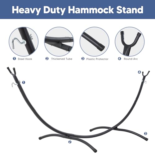 Image of SUNCREAT Portable Outdoor Hammock with Stand Included, Double Hammock with Stand for Outside, Blue & Green Stripes