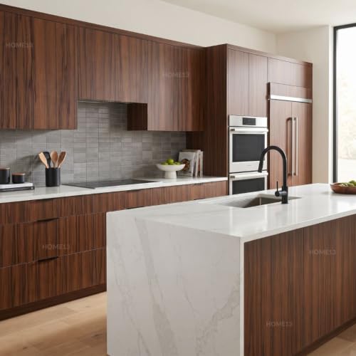 Image of HOME13 Wood Contact Paper Peel and Stick Wood Grain Wallpaper for Countertops Self-Adhesive Removable Waterproof Brown Vinyl Wall Paper for Furniture Kitchen