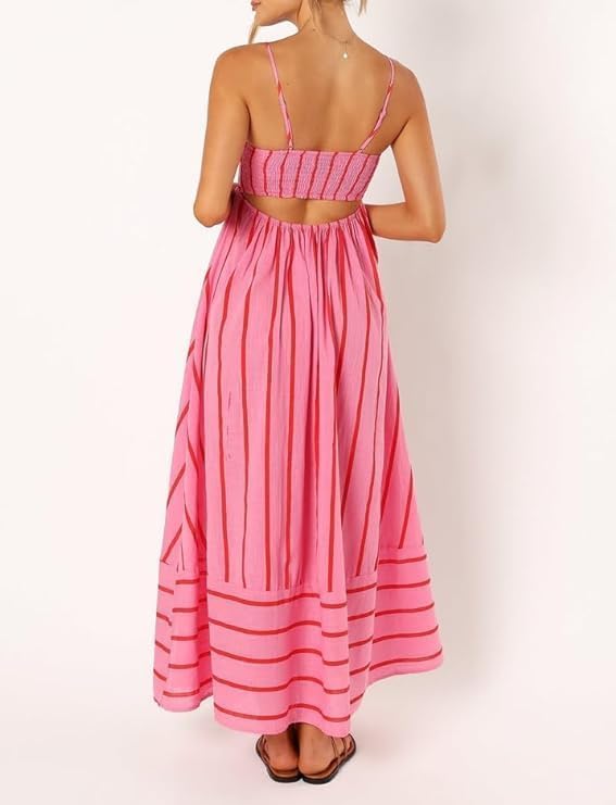 Robe de plage à bretelles spaghetti et dos nu - Le look bohème fluide chic