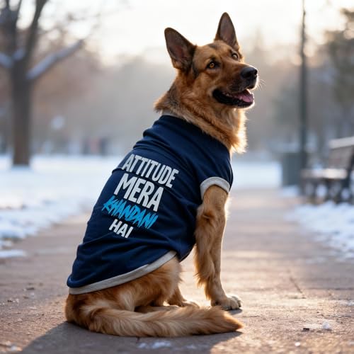 Image of JoyDaog Cozy Dog Winter Coat Blue Color 30 Inch(5XL) - inchAttitude Mera Khandani Hai inch Printed Soft Cotton Trendy Apparel for Large Breeds | Indoor & Outdoor