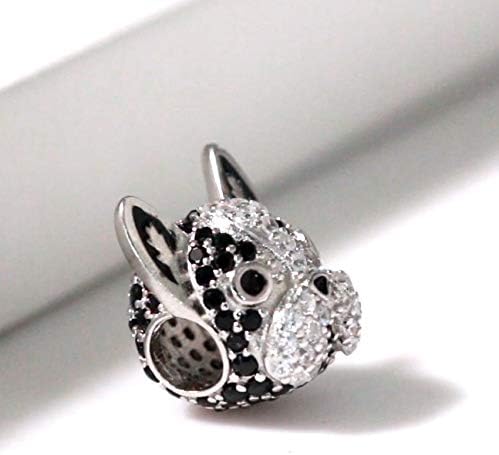 Miniatura 2 de Ginger Lyne Collection Abalorio de perro francés con diseño de bulldog francés francés y Boston Terrier marrón o negro para pulsera o collar,
