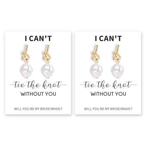 Boucles d'oreilles nœud en perles dorées pour demoiselle d'honneur