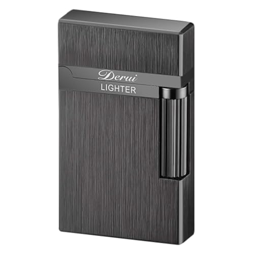 SNYYIAI Classic Lighter, Butane Brushed Metal Lighter, Side Slide Lgnition Steel Tone Trench Lighter for Men Dad Husband Collect,Black