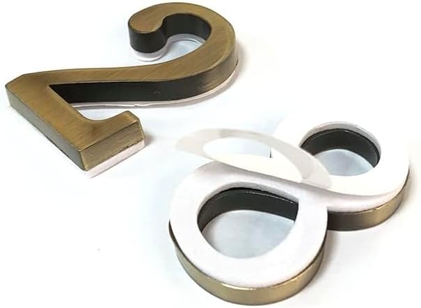 Miniatura 6 de Números de buzón de 2 pulgadas de aleación de zinc hueca, números de dirección de puerta 3D autoadhesivos para casa, apartamento, oficina,