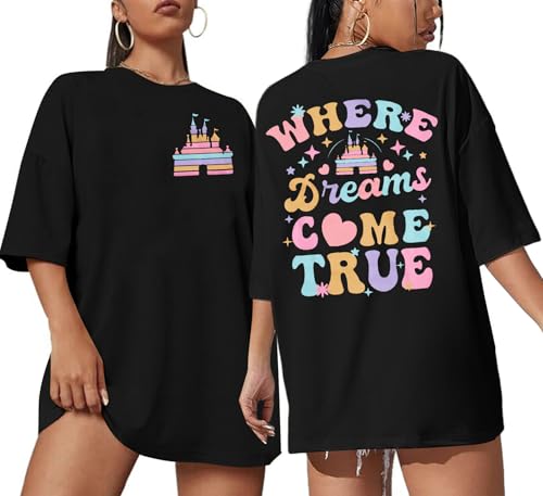 Magic Kingdom Shirts for Women: Oversized Castle Graphic Tees Magical Fairy Tale Gift Shirt Casual Short Sleeve Tops - Main Image