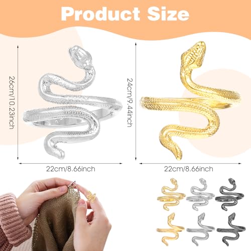 Image of SynHHergyx 6 Pcs Snake Crochet Ring for Finger Adjustable Crochet Yarn Tension Ring Snake Yarn Rings for Crocheting for Grandma Mother Gifts (Boxed)