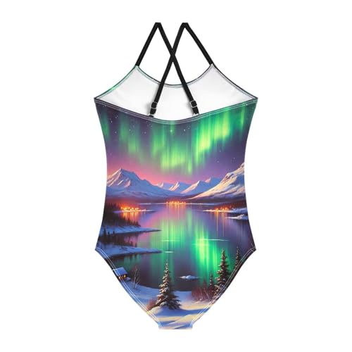 Snow Mountain Lake Purple Bathing Suits for Girls Swimsuit Swimwear Swimsuits Summer Beach One Piece2