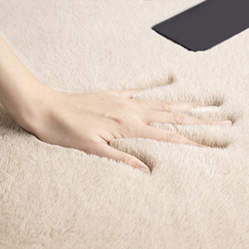 Ashler Home Deco Ultra Soft Faux Rabbit Fur Chair Couch Cover Area Rug For Bedroom Floor Sofa Living Room Beige 2 X 6 Feet #TOP3