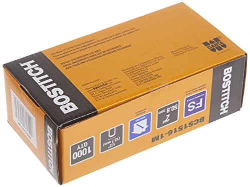 BOSTITCH Grampos de piso, madeira dura, 15-1/2 GA, 5 cm, 1000 peças (BCS1516-1M)