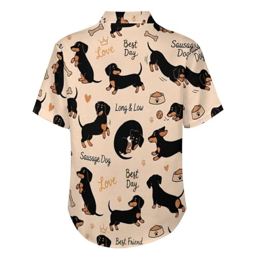 Camisa informal cuello abatible con estampado resistente de perros para verano 3