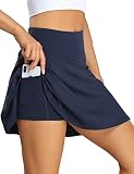 1a1a Women’s Active Skirts with Shorts Moisture Wicking Stretchy Tennis Golf Skorts Dark Blue Medium