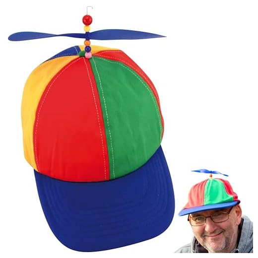 Boxer Gifts Gorra de hélice de helicóptero | Adulto Unisex | Arco Iris, Disfraz de Fiesta Geek | Regalo Divertido de Amigo Invisible, poliéster, Red, Talla única