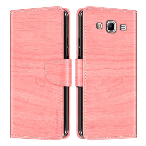 Shantime Leather Wallet Case Compatible with Samsung Galaxy Mega 5.8 I9150, Colorful Flip Cover with Card Holders Magnetic Closure Full Protection Shell(Pink)