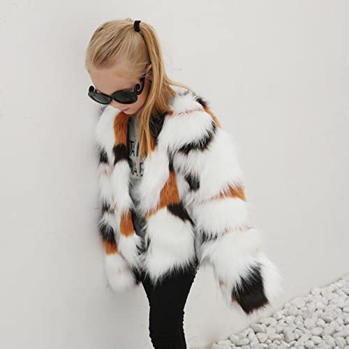 Moonker Girls Coat 3-8 Years Old,Toddler Girls Kids Autumn Winter Warm Clothes Faux Fur Leopard Thick Jacket Outwear4