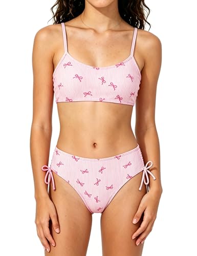 Image of Girls Swimsuits Bikini Set 2 Pieces Color Block Bikini with Adjustable Shoulder Strap Girls Bathing Suit 7-16Y