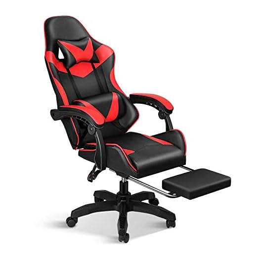 Gaming Chair, Backrest and Seat Height Adjustable Swivel Recliner Racing Office Computer Ergonomic Video Game Chair with Footrest and Lumbar Support, Red/Black