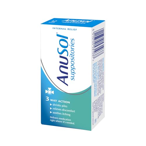 Anusol, Suppositories Treatment for Haemorrhoids Shrinks Piles Relieves Discomfort and Soothes Itching, 12 Suppositories