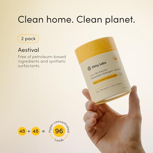 Image of Dirty Labs | Dishwasher Detergent and Booster | Aestival Scent | 96 Loads (2 lbs) | Ultra Clean, Spot Free, Quick Wash Optimized | Hyper Concentrated