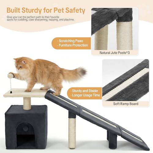 Rampa para gato HOMBYS con juguete y postes rascadores miniatura 5